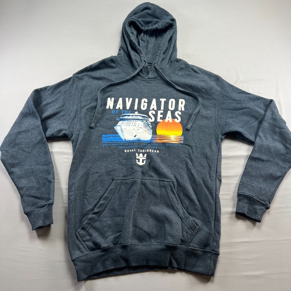 Point Sportswear Hoodie Unisex M Charcoal Gray Royal Caribbean Graphics Cotton